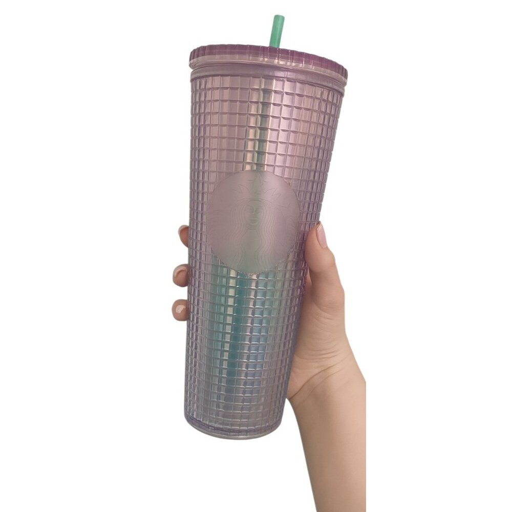 Starbucks 24 oz Venti Pink Iridescent Cold Travel Tumbler Cup 2023 Sakura NWT